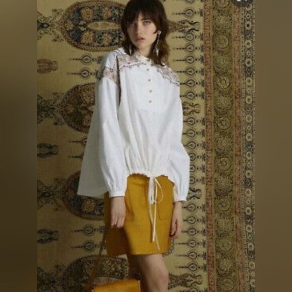 Tory Burch Colette India Gold Yellow Denim Skirt, sz 10 - Picture 13 of 13